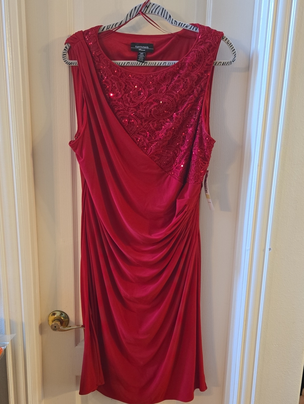 R&M Richards Red Sequin-Embellished Draped Midi Dress NWT Size18W